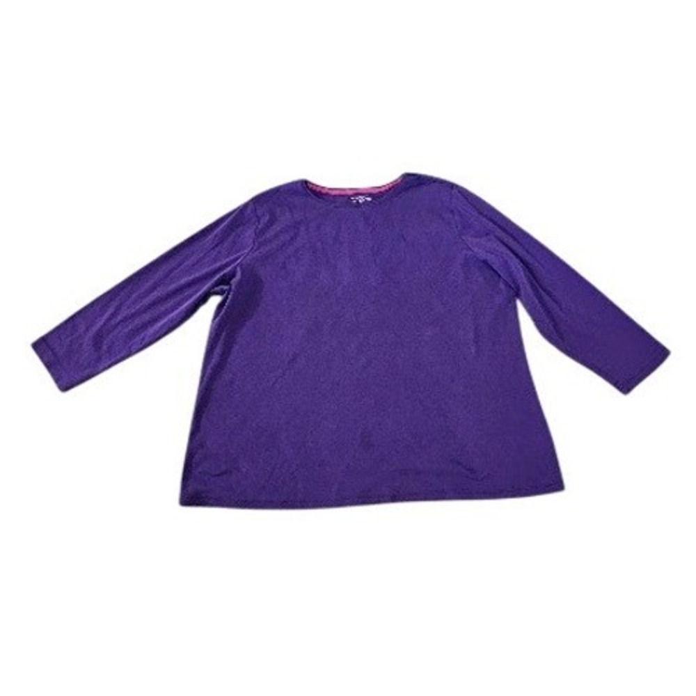 The Talbots Tee Women 2X Purple 100% Pima Cotton Long Sleeve Crew Neck Top Shirt